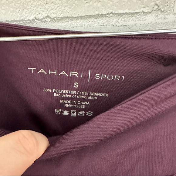 TAHARI Sport Maroon Plum Side Pocket Legging Tights - Picture 9 of 9